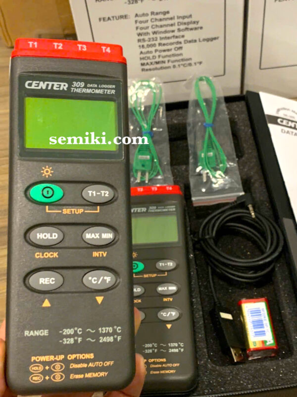 CENTER TAIWAN 309 bộ ghi nhiệt 4 kênh type K (-200°C ~1370°C) - 画像 (3)