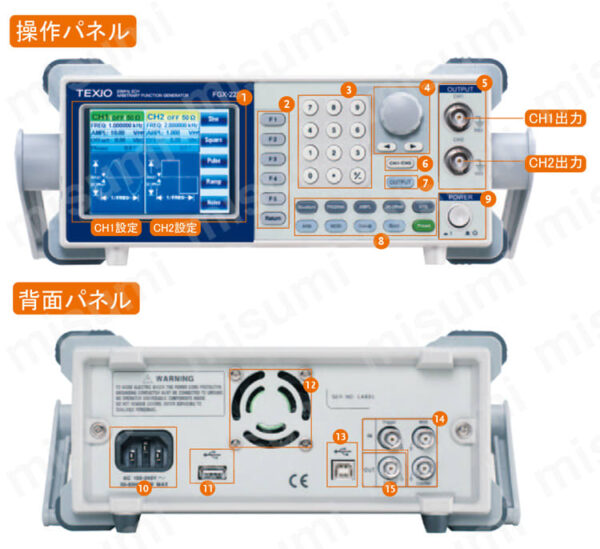 FGX-2220 nguồn phát hàm số tùy biến 2 kênh hãng TEXIO - 画像 (2)