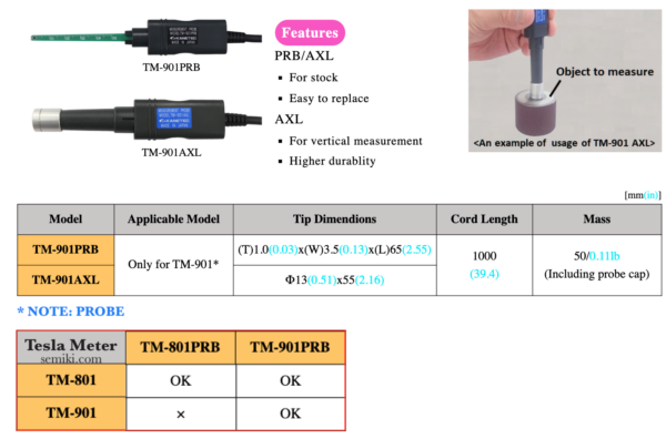 Kanetec TM-901AXL đầu dò đo từ tính tiếp xúc  0-3,000.0mT /0-30,000 G - 画像 (2)