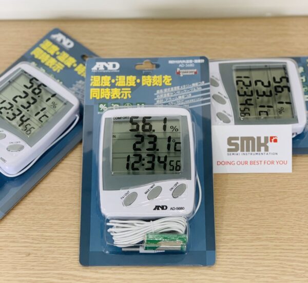 AND AD-5680 nhiệt ẩm kế để bàn, treo tường - 画像 (2)