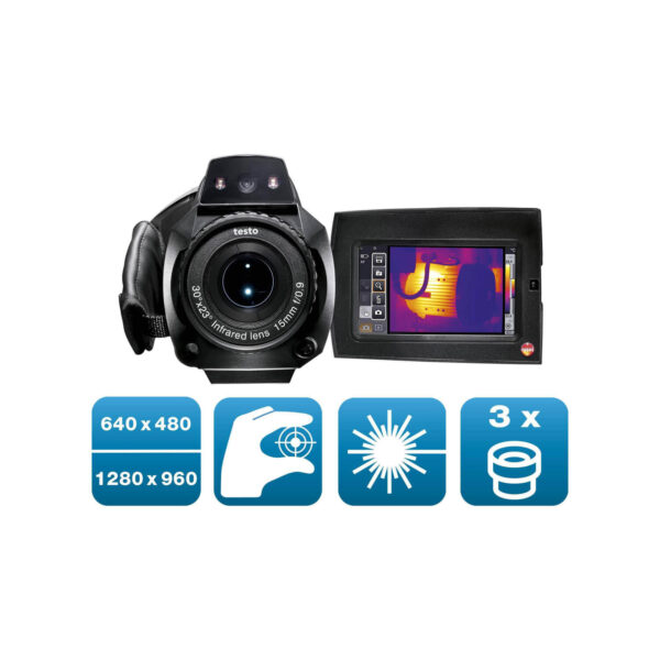 Bộ máy ảnh nhiệt testo 890 kit (640 x 480 pixel, lấy nét thủ công/tự động, laser, có thể chọn 3 ống kính) - 画像 (2)
