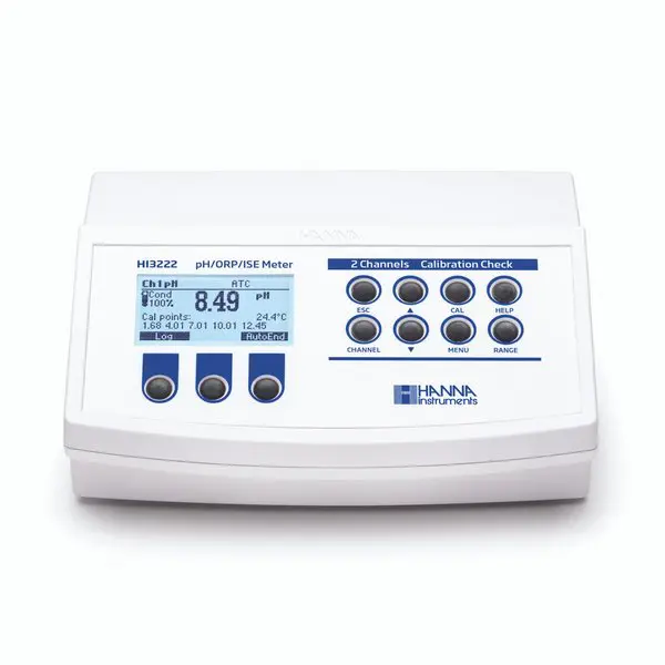 Máy Đo pH/ORP/ISE/Nhiệt Độ 2 Kênh Để Bàn Không Kèm Điện Cực HI3222-02