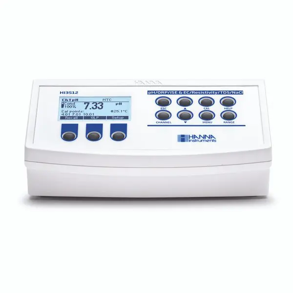 HI3512-02 2-Channel Benchtop pH/ORP/ISE and EC/TDS/Salinity/Impedance Meter without Electrode