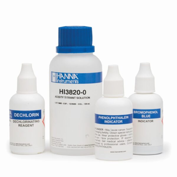 Acidity Reagents (0-300mg/L and 0-500mg/L) For HI3820 Test Kit, 100 Tests HI3820-100