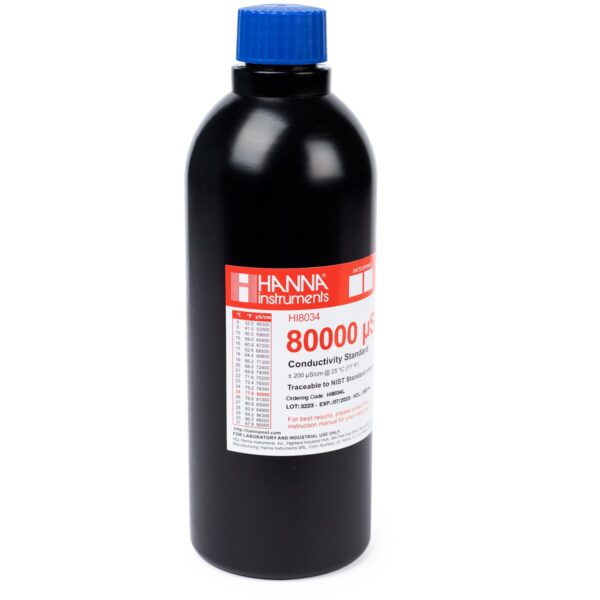 Conductivity Calibration Solution (EC) 80000 µS/cm, FDA 500mL Bottle HI8034L