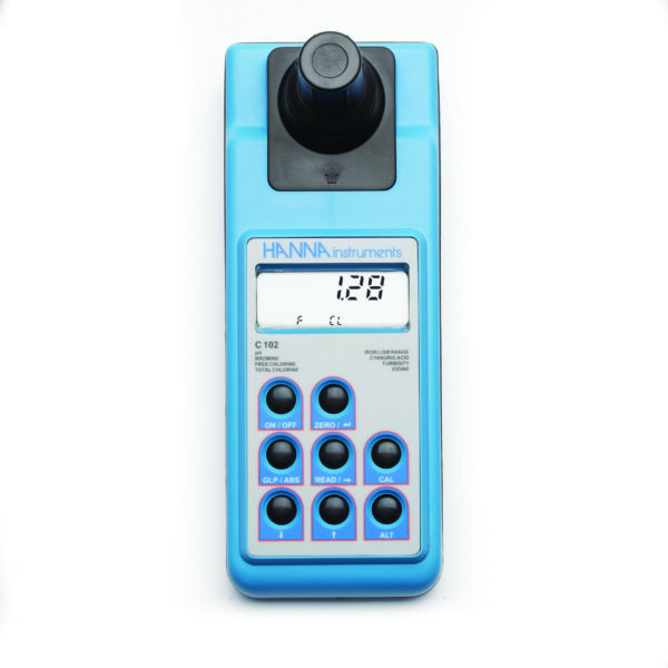 HI93102 pH、濁度、塩素、シアヌル酸、ヨウ素、臭素、鉄計