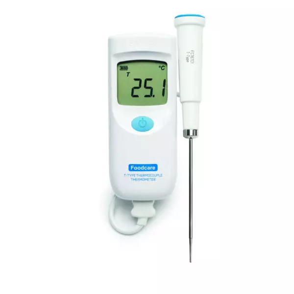 Máy Đo Nhiệt Độ Trong Thực Phẩm Đi Kèm Điện Cực Có Thể Tháo Rời FC767C1 Với Cổng Kết Nối Kiểu T HI9350041