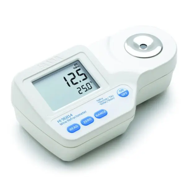 Refractometer for Measuring Sugar (% Brix,°Oe and °KMW) in Wine, Jam and Juice HI96814