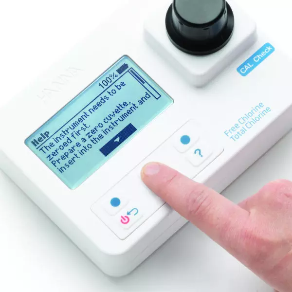 Bromine, Chlorine, Cyanuric Acid, Iodine, Iron and pH Meter in Clean Water
