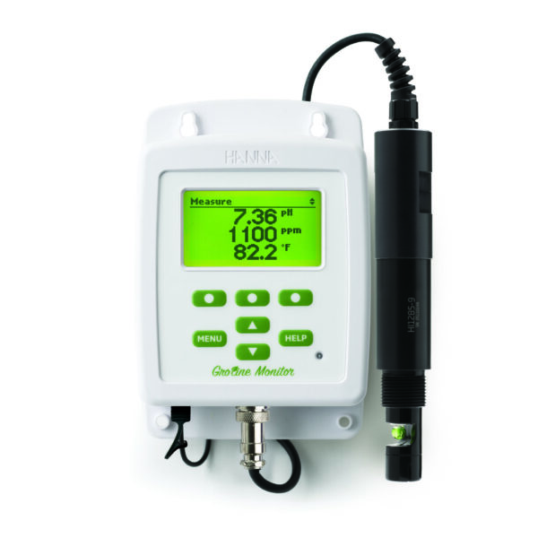 GroLine HI981421-02 pH/EC/TDS/Temperature In-Line Monitor for Hydroponics