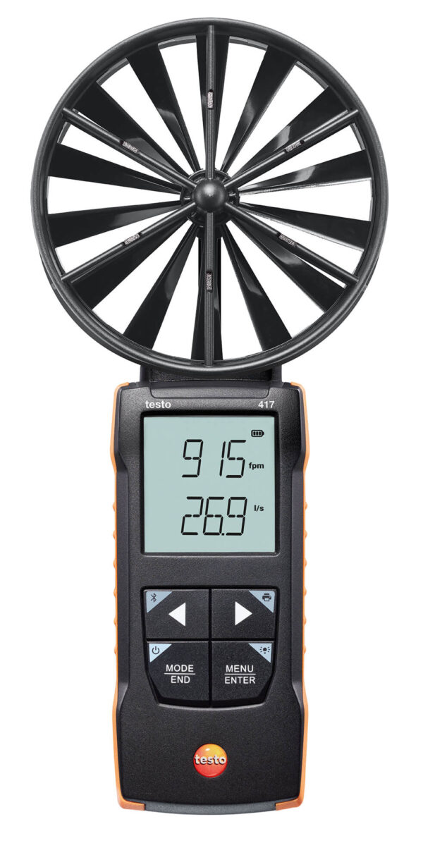 testo 417 Kit 2 – Máy đo vận tốc gió với bộ phễu và bộ nắn dòng khí - 画像 (3)
