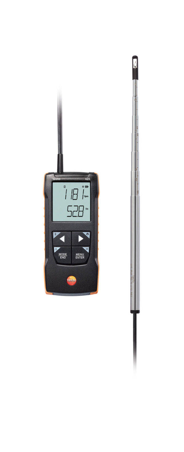 testo 425 – Máy đo vận tốc gió với đầu đo dạng sợi nhiệt – Kết nối App - 画像 (4)