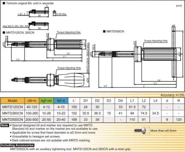 TOHNICHI Torque Screwdriver MNTD tua vít định lực khắc dấu lực - 画像 (3)