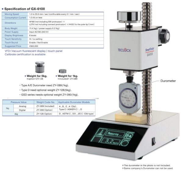 TECLOCK GX610II thiết bị đo độ cứng cao su điện tử tự động - 画像 (2)