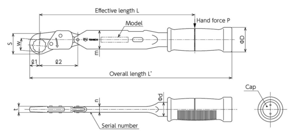 TOHNICHI QRSP cờ lê định lực siết đai ốc 10～45N.m - 画像 (2)