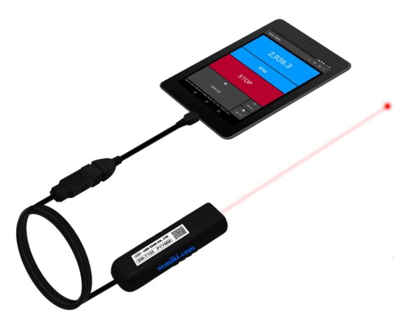 LINE SEIKI SM-T10 rotation speed measuring device connected to the phone