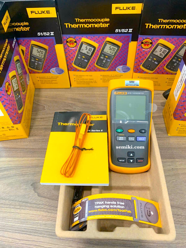 Fluke 51 II 電子体温計、取り外し可能な熱電対温度プローブ付き