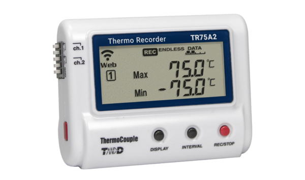 T&D TR75A2 bộ ghi nhiệt độ 2 kênh cặp nhiệt điện -199 ~ 1760°C