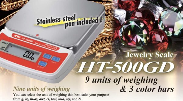 A&D Jewelry Scale HT-500GD cân trang sức 510g x0.1g - 画像 (2)