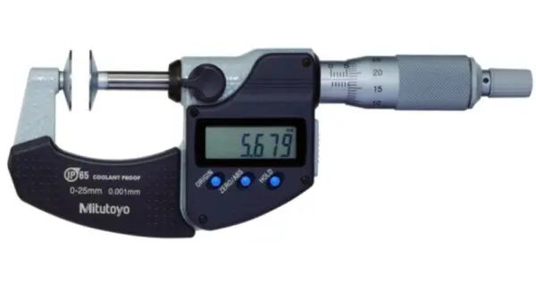 Mitutoyo 323-250-30 Electronic outside micrometer - tooth pitch measurement (0-25mm)