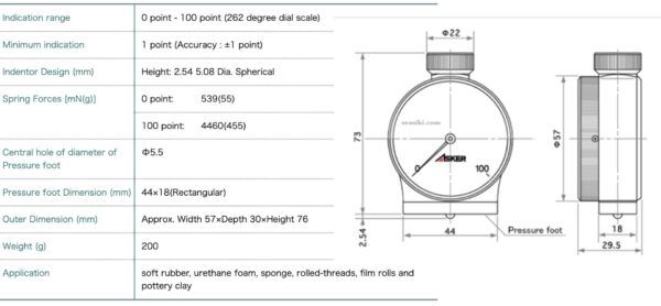 ASKER Type C2 Two-pointer type đồng hồ đo độ cứng cao su mềm, bọt biển - Image 4